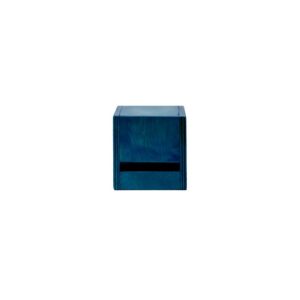 foto dall'alto di diffusore porta cellulare con cassa armonica di colore blu in legno fatto a mano da dadino